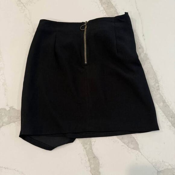 Who What Wear FrontKnot FauxWrap Asymmetrical Mini Skirt Womens 10 Black Stretch - Picture 4 of 6